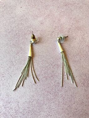 Minimalist Silver Tassel Drop Earrings - Silver